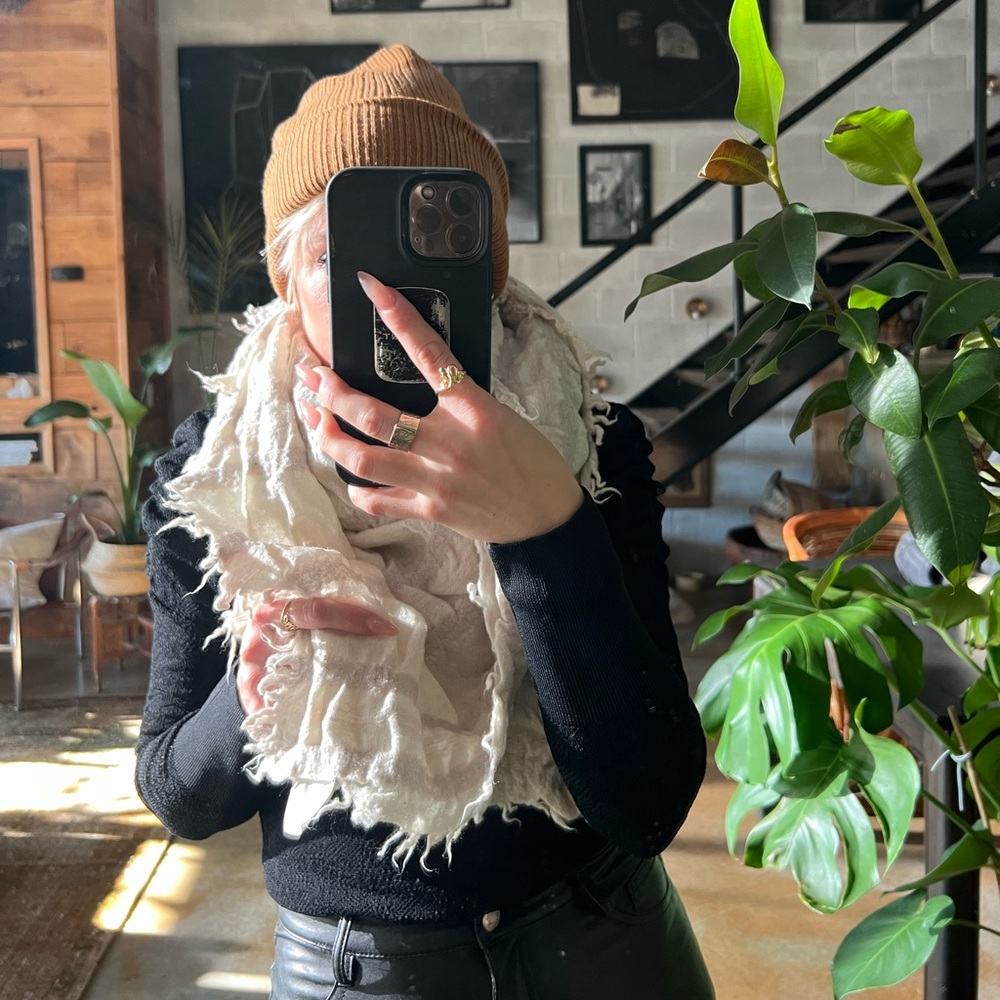 Wilfred cream tone-on-tone cream blanket scarf
